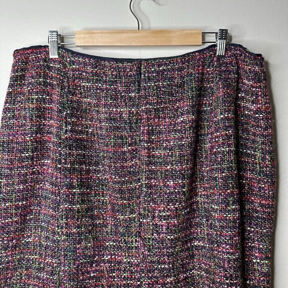 TALBOTS Knee Length Skirt Size 14W Black Pink Tweed Wool Blend Textured Flare - Picture 8 of 13
